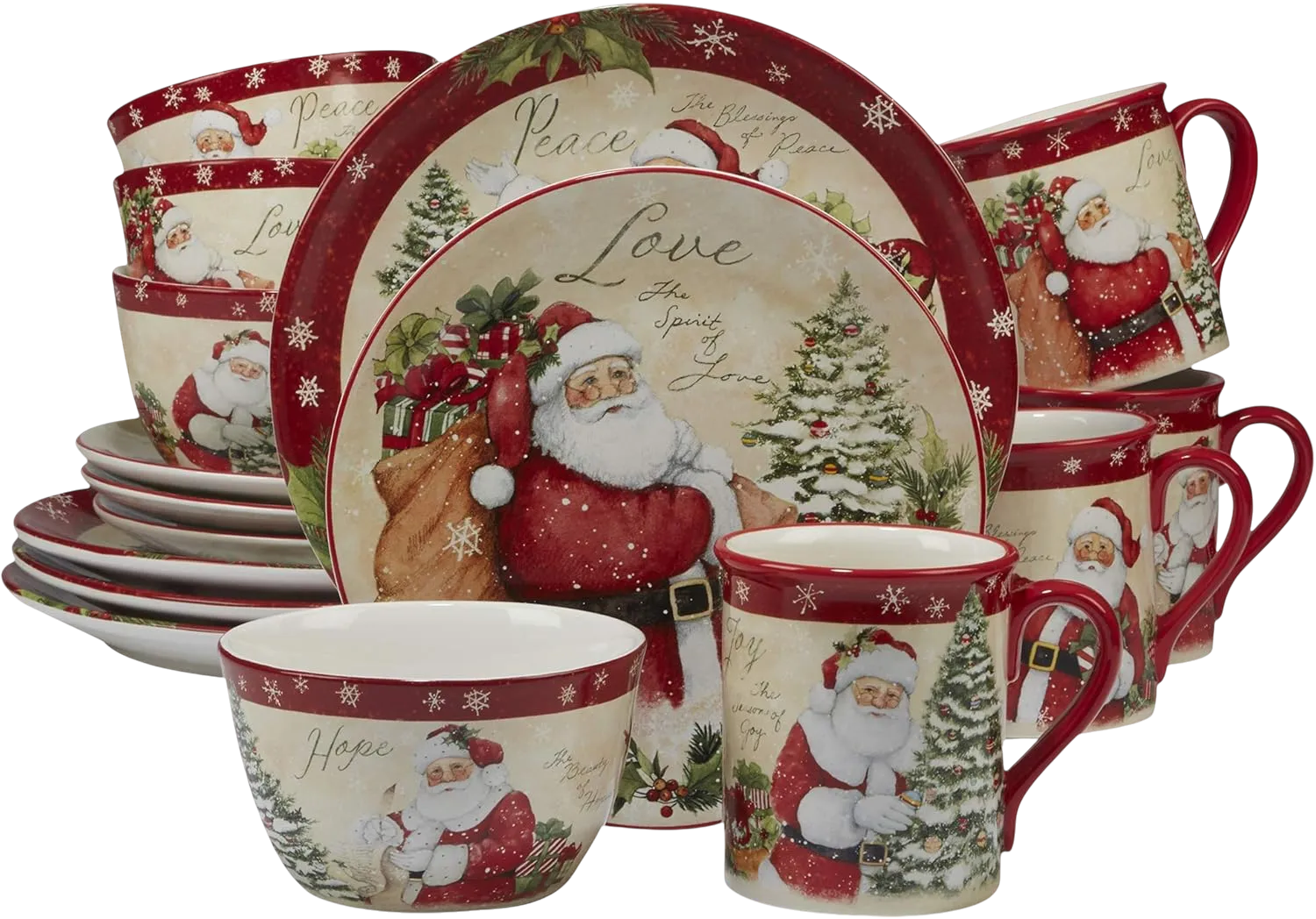 Holiday Wishes 16 piece Dinnerware Set